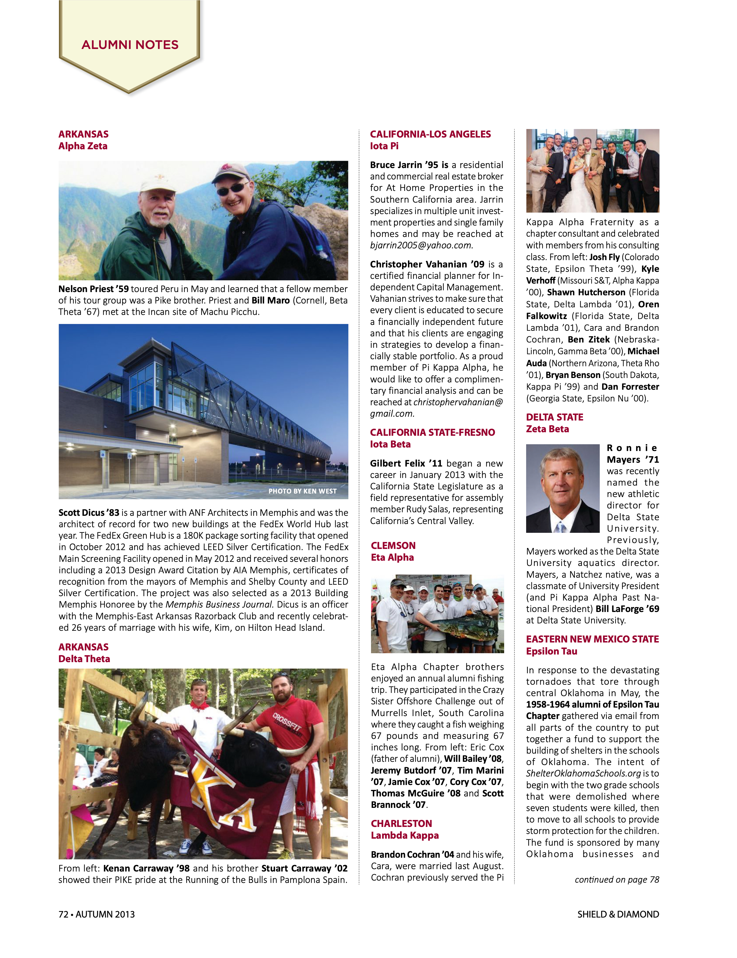 Alumni Notes, Autumn 2013